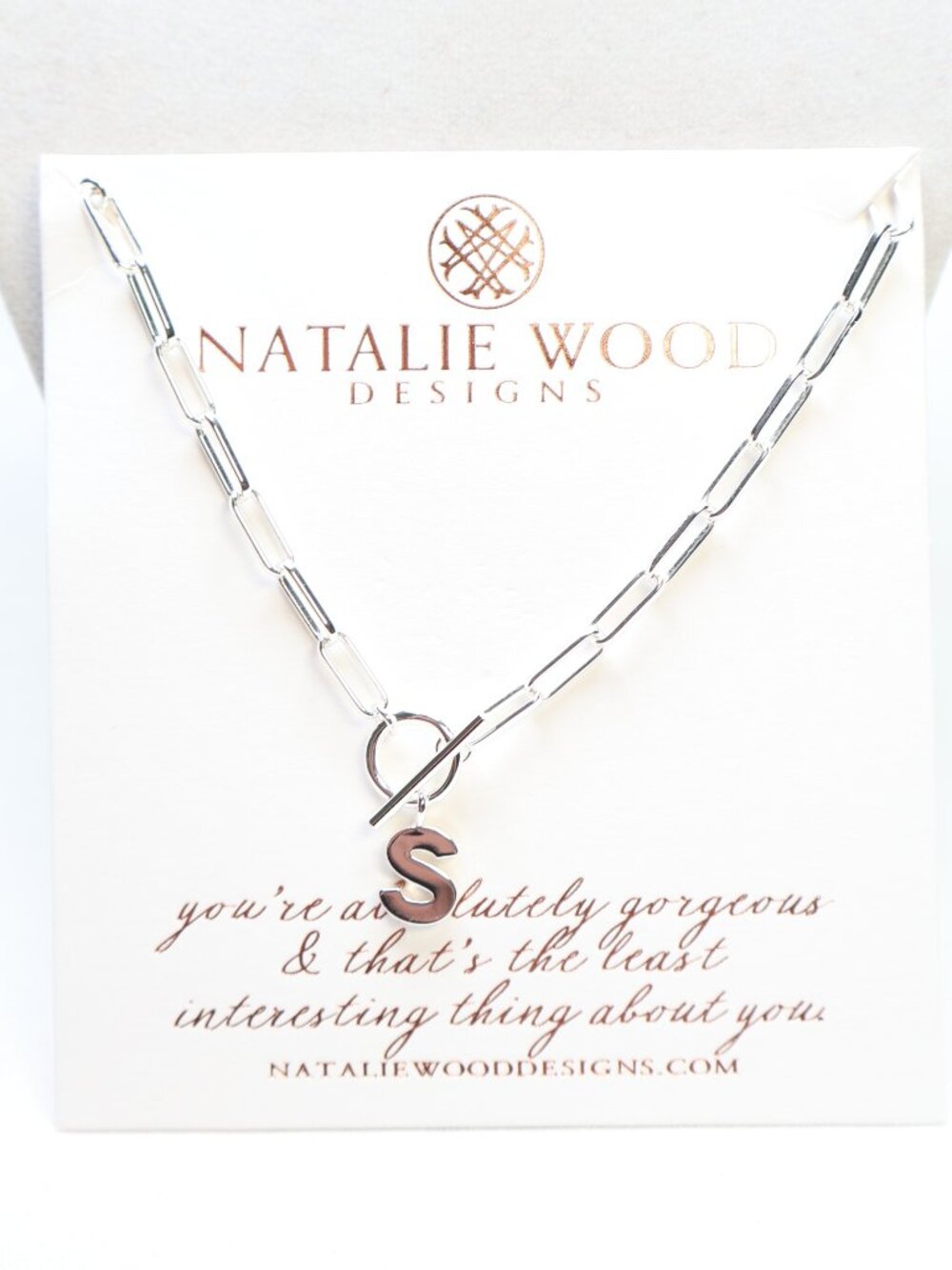 Natalie Wood Designs Silver Tone Letter Initial S Toggle Necklace $45 New